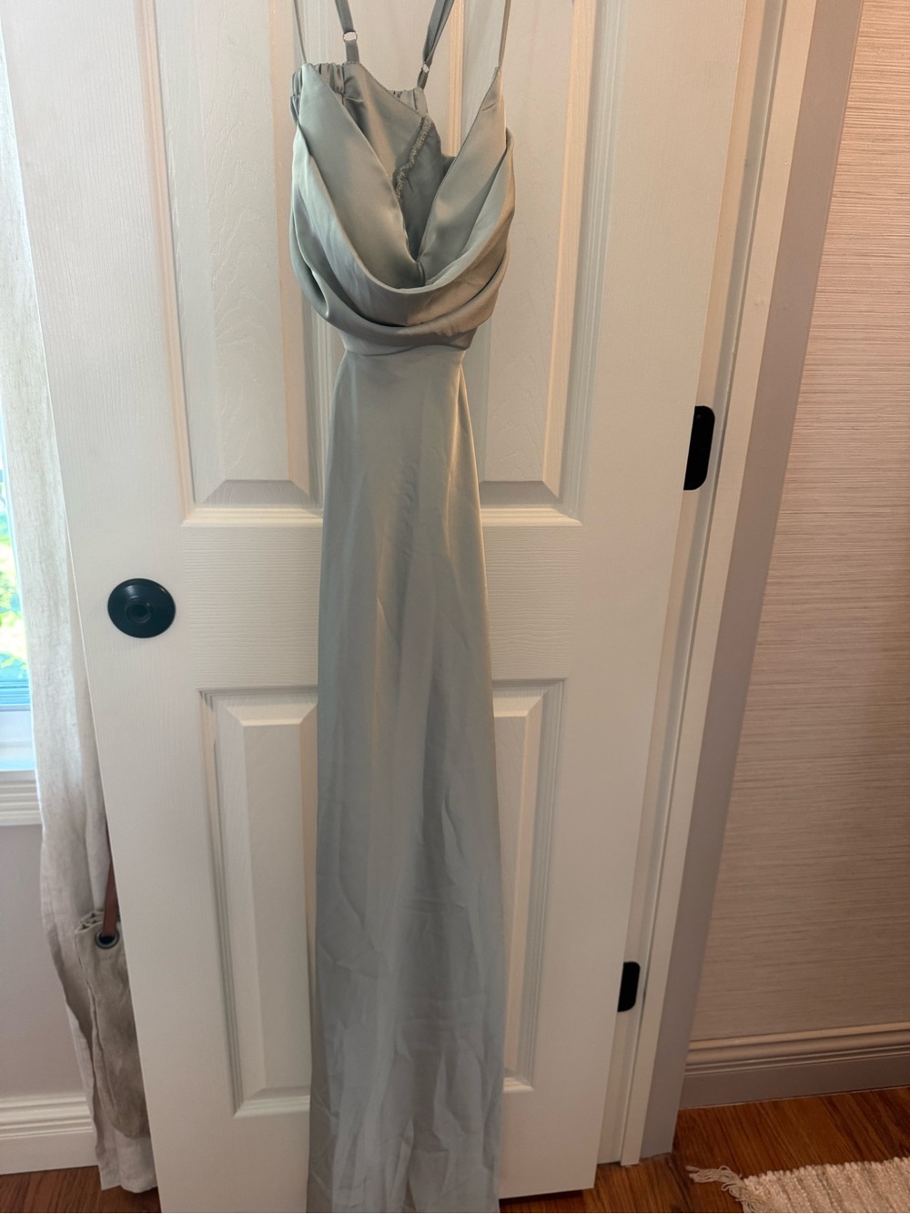 Satin Cowl Neck Maxi Dress in Sage Green
